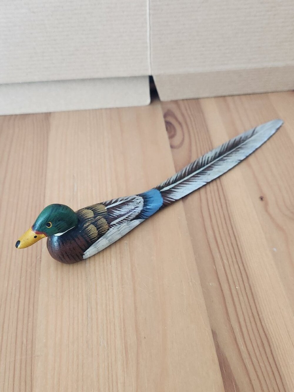 Vintage Hand-Painted and Carved Wood Duck Letter Opener